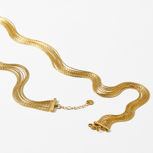 สร้อยข้อมือสร้อยคอแฟชั่นแบบเรียบง่ายทำจากสแตนเลสชุดเครื่องประดับริมชั้นแบบ316L ทอง18K วินเทจ - Product Image 5