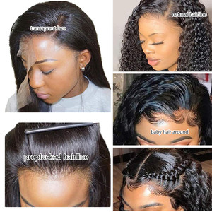 Onda de cuerpo recto con onda profunda, cutícula de onda de agua, cabello humano alineado de oreja a oreja, cierre Frontal de encaje de seda Invisible fino - Product Image 2
