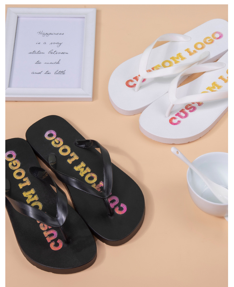 Kids PVC flip flops slippers custom logo 3D printing Flipflops beach rubber slippers
