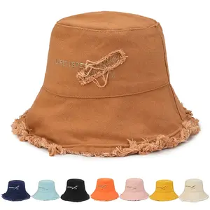 Джинсовая кепка с вышивкой в виде букв, женская летняя шляпа от солнца с широкими полями, солнцезащитная Кепка для отдыха на природе