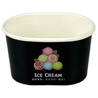 Gobelets en papier spécial de qualité alimentaire jetables à paroi simple elliptiques de 130 ml, recyclables, avec couvercle en papier et cuillère pour crème glacée, biscuits, sucre