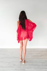Incredible Western Style <b>Red</b> Sexy Cold Shoulder Swim Wear Exotic Beach Wear Vacation Sexy Beachwear Kaftan <b>Dress</b> For Women - Product Image 3