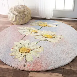 Floral Art Modern Home 4 Fuß Wohnzimmer Wasch barer Teppich mit rundem Bereich und rutsch festen, runden Teppichen