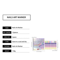 Ensemble de 12 marqueurs pour nail art - Stylos de peinture pour ongles à pointe fine, imperméables et à séchage rapide, outils de nail art DIY pour débutants, soin des mains