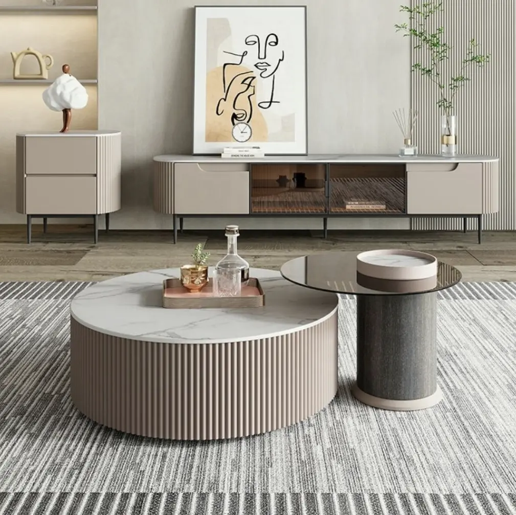 Luxus Couch tisch und TV-Ständer Set Marmor En Boit Wohnzimmer möbel TV-Set Tischs chrank TV-Ständer