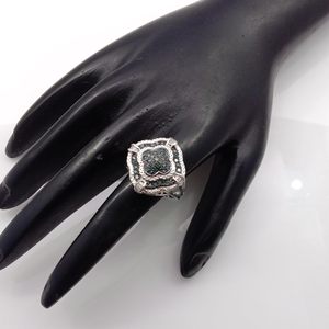 <b>Diamond</b> <b>Ring</b> 0.68 Cttw Round Brilliant Cut White And Blue Enhanced In 925 Sterling Silver For Women <b>diamond</b> engagement <b>ring</b> - Product Image 3