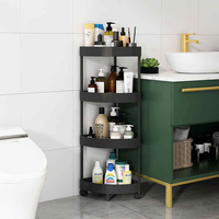 Étagère de rangement d'angle multi-niveaux moderne en plastique avec roulettes pour salle de bain, salon, paniers à collations, organisateur roulant