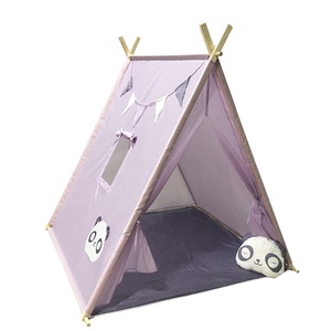 Tente Tippee d'intérieur d'usine OEM Panda Drapeaux à cadre en bois de pin Grande tente tipi pour enfants - Product Image 1