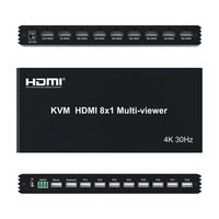 KVM HDMI multipenonton HDMI 8x1, penampil Multi 4K/30Hz 8X1
