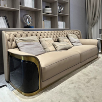 Italienisches Luxus-Recksofa mit Massivholz und echtem Leder für moderne Villen für moderne Wohnzimmer