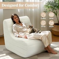 Fauteuil pouf polyvalent en mousse à mémoire de forme pour petits espaces avec housse en tissu doux au toucher, canapé paresseux blanc sans accoudoirs, design moderne