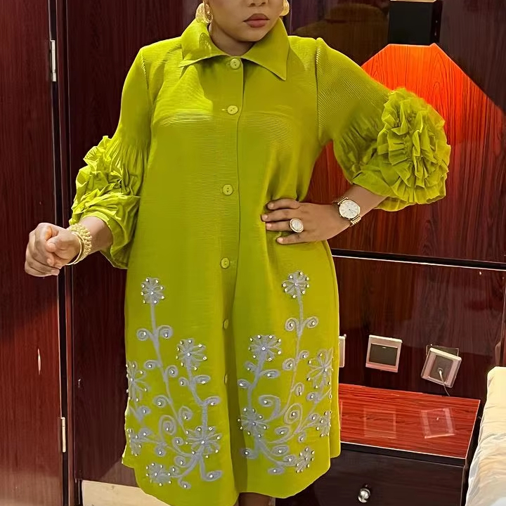 long sleeve miyake pleat dress Monthly Colors November Pleated Long Sleeve Midi Dress (Women)