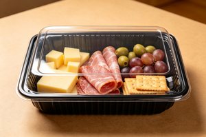 <span class=keywords><strong>TRAYA</strong></span> Paquete de 6 Bandejas Reutilizables para Pan y Sándwiches, de Plástico PET Ecológico y Apto para Alimentos, con Tapas, para Catering (34cm X 24cm X 7cm) - Product Image 4