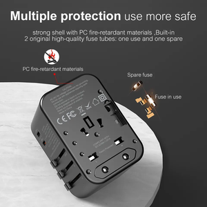 Chargeur universel GaN PD 65W 4 USB avec câble rétractable, chargeur rapide <span class=keywords><strong>tout</strong></span>-en-un, type C QC3.0, adaptateur de voyage compact multi-ports - Product Image 5