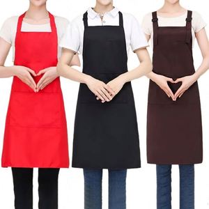 WSY353 Delantales de Cocina Negros Lisos de Algodón y Poliéster para Hombre y Mujer con Logotipo Personalizado para Restaurantes - Product Image 1