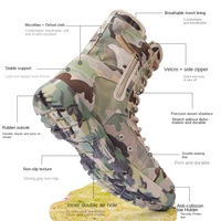Bottes tactiques noires en toile pour hommes, hauteur genou, pour l'extérieur, la sécurité et l'entraînement, avec semelle extérieure en caoutchouc et maille, à lacets, Esing TB163