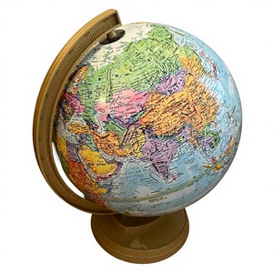 Globe terrestre vintage décoratif pour table, avec base en bois antique et support méridien, pour la décoration de la maison, du bureau ou de la salle d'étude - Product Image 1
