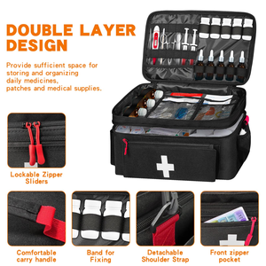 <span class=keywords><strong>Sac</strong></span> Organisateur de Pilules à Double Couche Vide avec Fermeture Éclair Verrouillable et Séparateur Ajustable – Étui de Voyage pour Médicaments - Product Image 2
