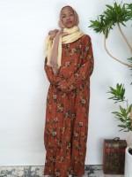 Nouvelle robe en coton à imprimé floral, col chemise, manches longues, boutonnée devant, tenue décontractée pour femmes, vêtements islamiques