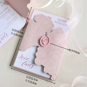 Cetak Logo kustom kualitas tinggi proses cetak Timbul 3D kreatif kartu pernikahan terlaris dengan amplop - Product Image 6