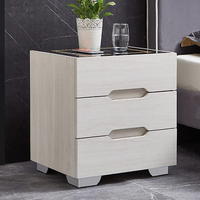 Table de chevet intelligente Station de charge sans fil et lumières LED et armoire de rangement à 3 tiroirs Table d'appoint moderne pour chambre à coucher
