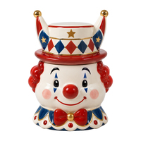 Nouveau pot à biscuits en céramique 3D en forme de clown, style cirque, boîte de rangement décorative pour bonbons et aliments, idéal pour les cadeaux de fête