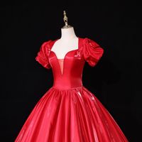 Robes de soirée élégantes pour femmes, de bal rouge, avec perles, pas cher