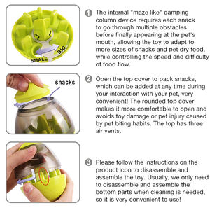 Vaso de juguete para mascotas, alimentador lento automático para mascotas, pelota para perros, mascotas, interactiva, ajustable, juguetes dispensadores de bolas para perros - Product Image 3