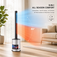 Ventilateur tour sans pales PTC avec contrôle Wi-Fi, purificateur d'air à filtre HEPA lavable, télécommande, minuterie et arrêt automatique en cas de renversement pour la maison