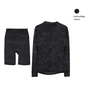 Ensemble de sport pour femme en nylon et élasthanne, veste zippée, short taille haute, uni, respirant, écologique, yoga, fitness, vêtements de sport, course à pied - Product Image 4