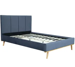 Willsoon neuestes modernes einfaches Design samtmattiertes Doppelbett mit gestreiften Linien im Kopfbett