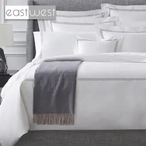 Professional Hotel Bedding Linen Supplier Luxe Signature Embroidery Hotel Bed Linen Set Duvet Cover Bed Sheets