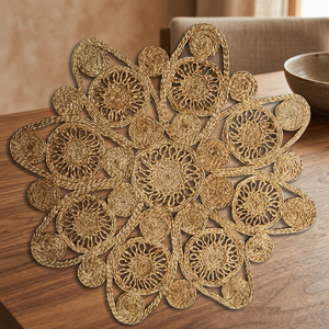 Handwoven Jute <b>Table</b> <b>Mat</b> Round Woven Area Rug Natural Fiber Placemat Decorative Floor <b>Mat</b> for Home Dining Room - Product Image 4