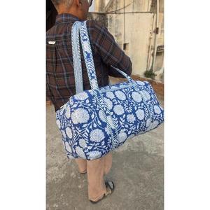 Traditional Block Print Cotton Quilted Duffle <b>Bag</b> Handcrafted Stylish Lightweight Durable And Spacious <b>Bag</b> - Product Image 6