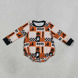 Longlv Mono transpirable con estampado de Halloween para bebés, niños pequeños, sin mangas, con cuello redondo y botones a presión, body de leche - Product Image 4