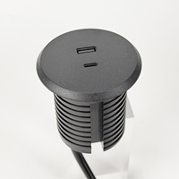 Chargeur encastré industriel 20W à double port USB-A/USB-C pour bureau/canapé/table, prise de charge rapide de 2 pouces