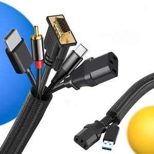 Gaine de câble tressée en nylon, gaine de protection pour câbles de bureau, PC, TV, protège-câbles, enveloppe de câbles, 2M - Product Image 3