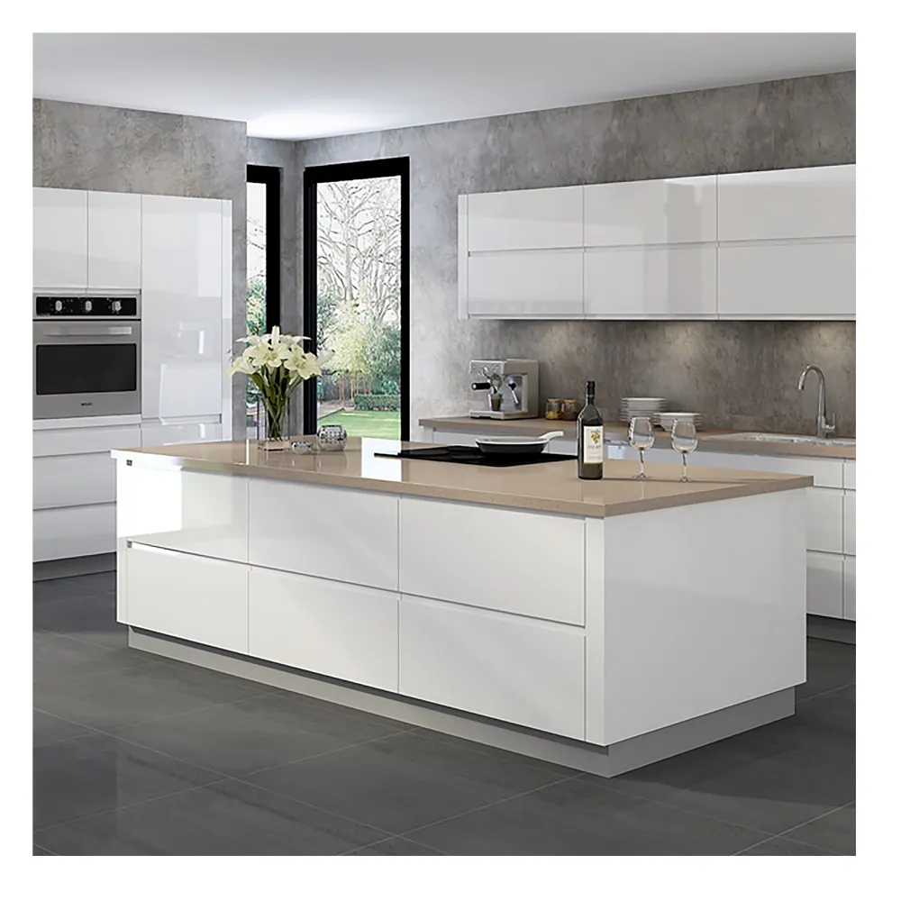 Armário de cozinha moderno branco design ilha