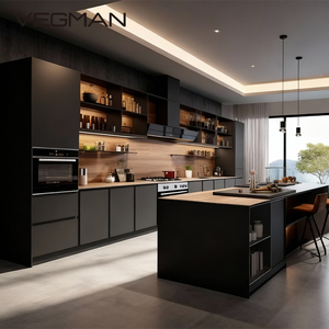 Mobili da Cucina Modulari Moderni con Isola <span class=keywords><strong>per</strong></span> Appartamenti, Top in Granito, Ante in Legno Massello, Rubinetto Impermeabile, Cassetto con Cesto - Product Image 3