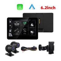 DVR CarPlay Nirkabel untuk Sepeda Motor 6.2'' Portabel dengan Kamera Ganda, Rekaman Berulang, Tahan Air IP67, Navigator Android Auto