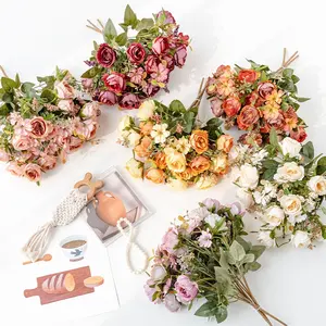 C-134 Best-selling color real texture natural small fresh artificial rose flowers for home ceremony and wedding decoration