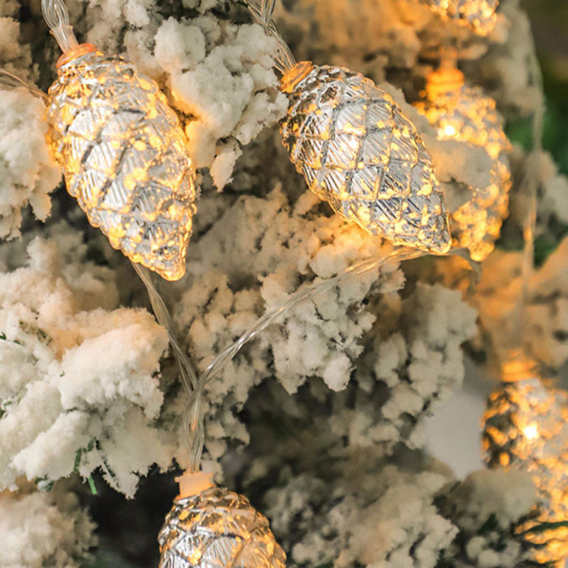 LED Plastic Pinecone Christmas Ornament String Lights - IP54 Rated Indoor/Outdoor Decoration