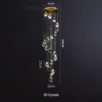 Lustre led en cristal en forme de spirale pour villa moderne, luminaire de plafond haut, luminaire suspendu pour escalier