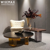 Meubles WISEMAX, meubles modernes, légers, de luxe, au design simple, pour hôtel, maison, villa, centre, table basse ronde en verre pour le salon