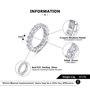 Sevena <span class=keywords><strong>Class</strong></span> 925 Sterling Silver Cubic Zirconia Kim Cương Ngón Tay Nhẫn Phụ Nữ Nhẫn Giá - Product Image 5