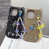 Coque de téléphone BAILI Factory avec chaîne et oreilles de chat en cristal époxy scintillant pour Huawei Nova 13I/X9A, avec bracelet de perles