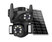 Caméra de sécurité extérieure WiFi solaire PTZ ICsee avec suivi intelligent des mouvements humains, audio bidirectionnel, stockage dans le cloud, double objectif, 1080P HD, 4MP CMOS