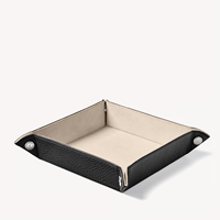 Plateau de rangement pliable de luxe en cuir PU bleu marine personnalisé et organiseur de bureau/chambre pour le rangement et les cadeaux d'affaires