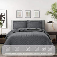 Ensemble de 3 pièces en gros de luxe personnalisé en polyester double king size épais et moelleux en microfibre Ensemble de literie à ultrasons pour l'été
