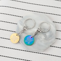 Porte-clés léger en métal avec logo personnalisé, style dessin animé, pour chariot de supermarché, avec mousqueton en fer